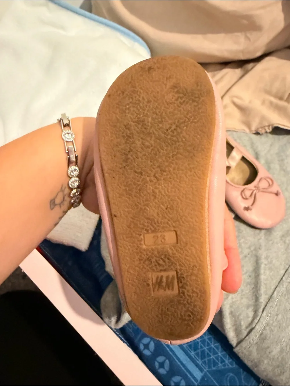 Girls Pink Ballet Flats with Bow Detail